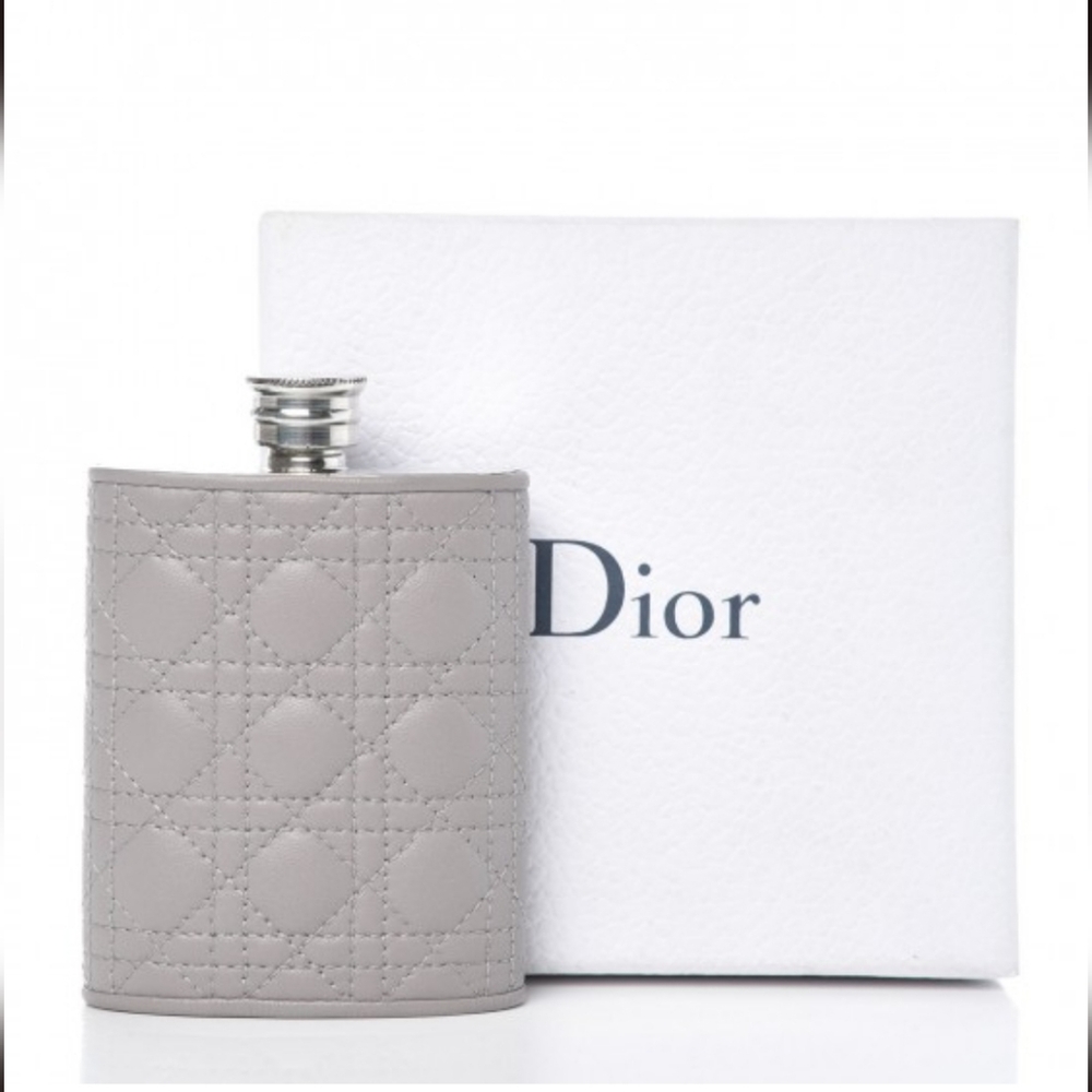 RARE Dior Collector’s Mini Lady Quilted Cannage Leather Drinking Flask